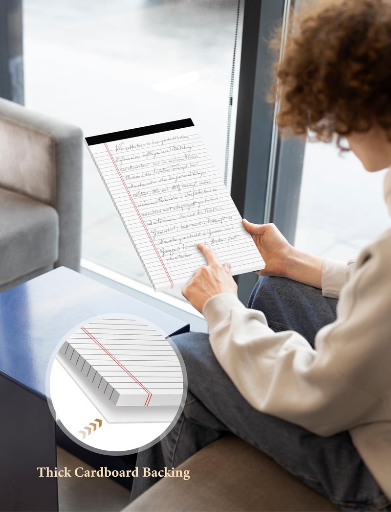 Zaviko White Legal Pads 8.5 x 14, 6 Pack Wide Ruled Legal Notepads, White Note Pads 8.5 x 14 Writing Pads, Notebook Paper 8.5 x 14, Lined Tablets Notebook Pads of Paper, 70 GSM White Paper, 30 Sheets/Pad - Image 3